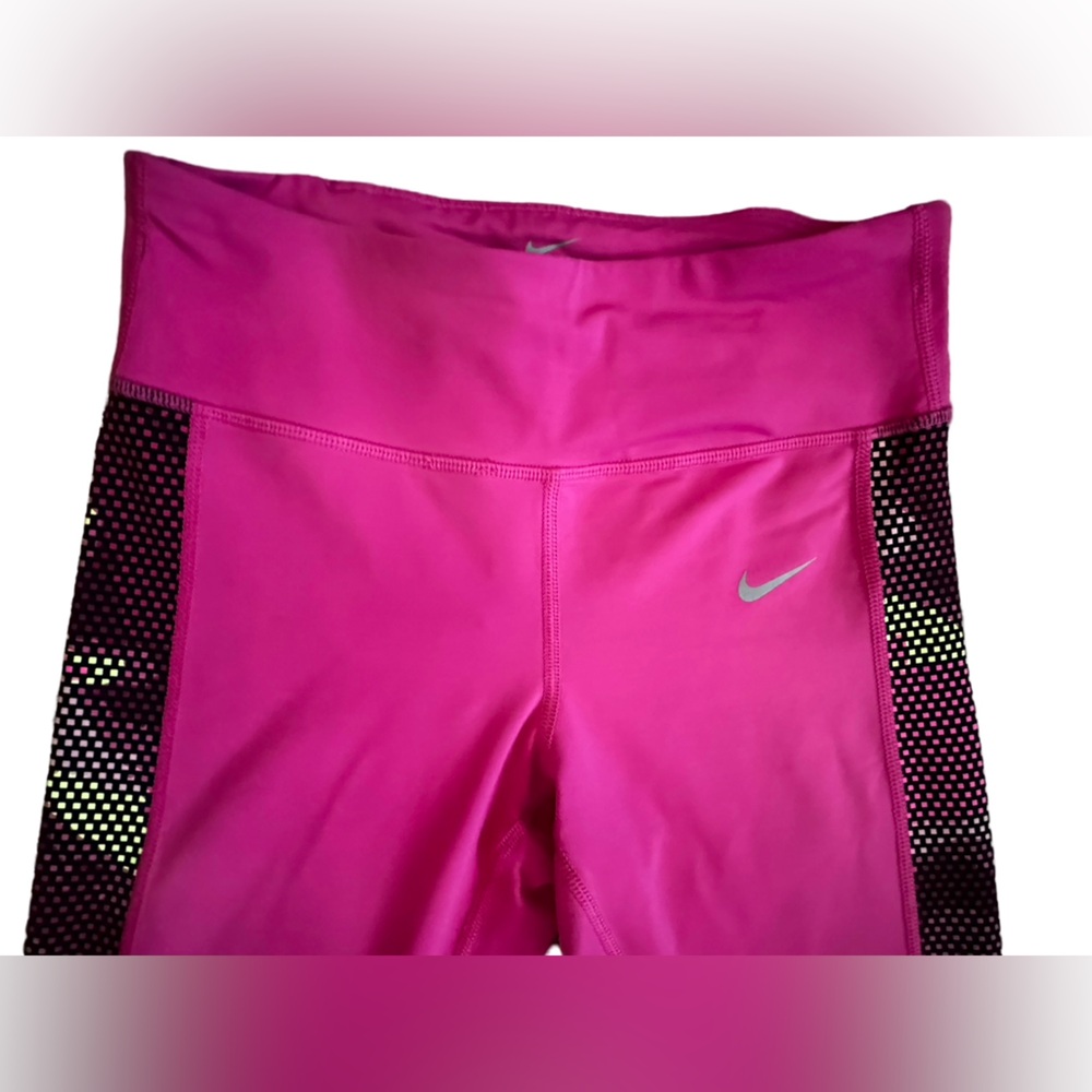 Nike Dri-FIT Capri Pant Activewear Legging Hot Pink/Black Women’s Size Small. - Picture 3 of 16